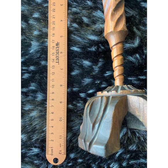 Vintage wooden decorative carved candle sticks - Picture 3 of 3